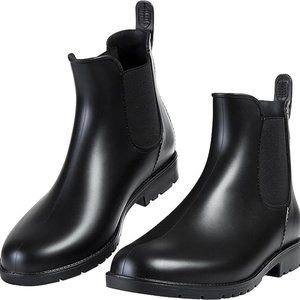 🖤Black Women's Ankle Rain Boots Waterproof Chelsea Boots